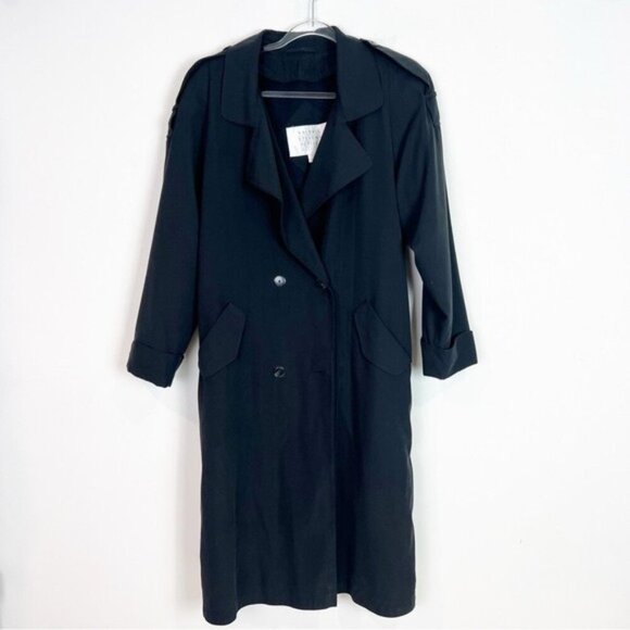 Valerie Stevens Jackets & Blazers - VALERIE STEVENS PETITES BLACK TRENCH COAT WITH REMOVABLE LINING WOMENS SZ 8